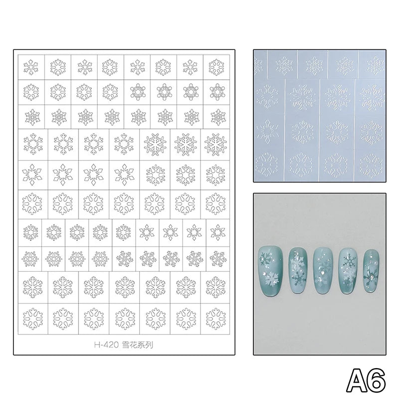 Airbrush Stencil Nails Winter Snowflake Snow Tree Christmas Decors Qme A6