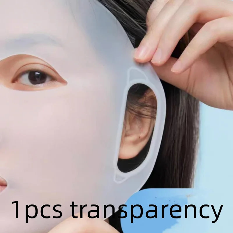3D Silicone Mask Reusable Mask Cover Facial Moisturizing Prevent Evaporation and Enhance Skin Care Tool Qme 1pcs transparency