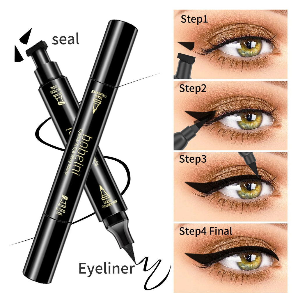 Big Stamp Seal Liquid Eyeliner Pen Waterproof Fast Dry Black Eye Liner Pencil With Eyeliner Cosmetic Double-ended Eyeliner Qme