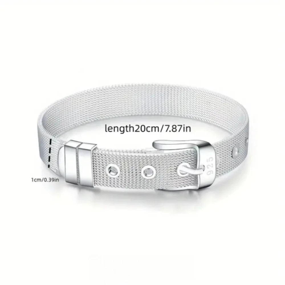 925 Sterling silver Bracelets 10MM chain for women elegant Wedding party lady Christmas Gifts fashion Jewelry Qme 20cm 8inches