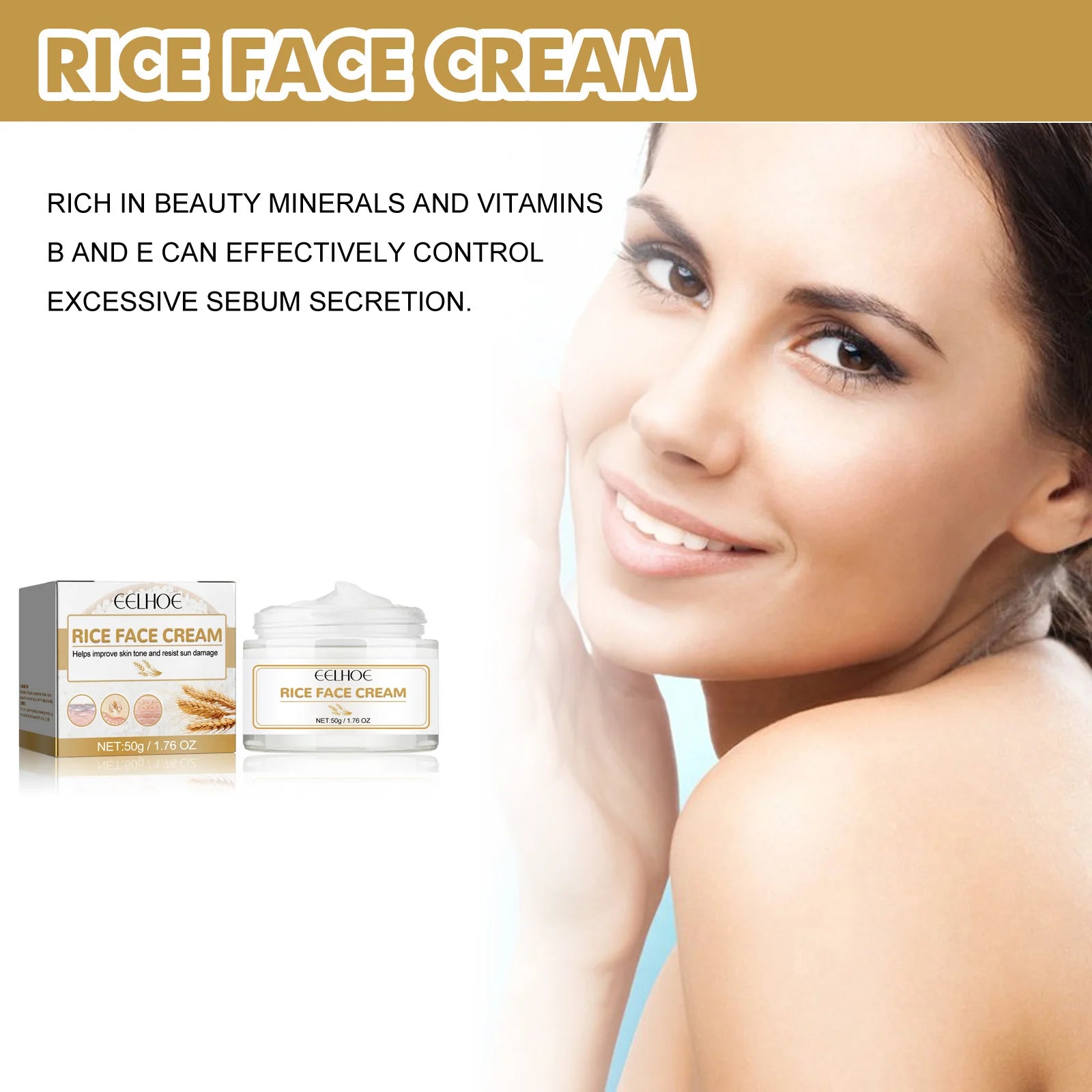White Rice Face Cream Moisturizing Firming Fade Fine Lines Tighten Pores Lighten Dark Spots Nourishing Brightening Face Cream Qme