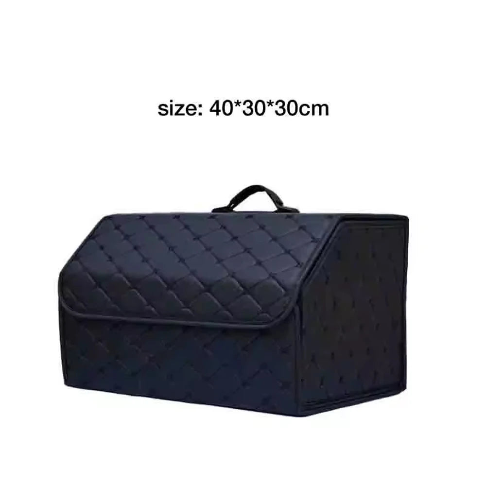 Foldable Car Trunk Storage Organizer Box Collapsible Vehicle Rear Cargo Bin Space Saving Decorative Trunk Accessory Qme Black M