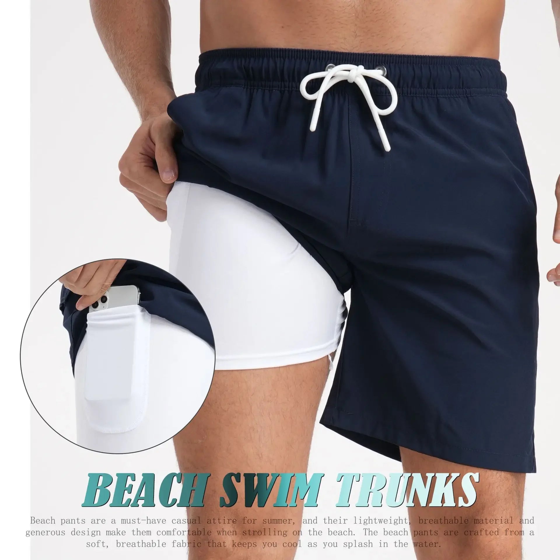 Men's Casual Large Size Beach Pants Corner Milk Silk Inner Street Clothing Breathable Soft Casual Daily Streetwear Short Men Qme