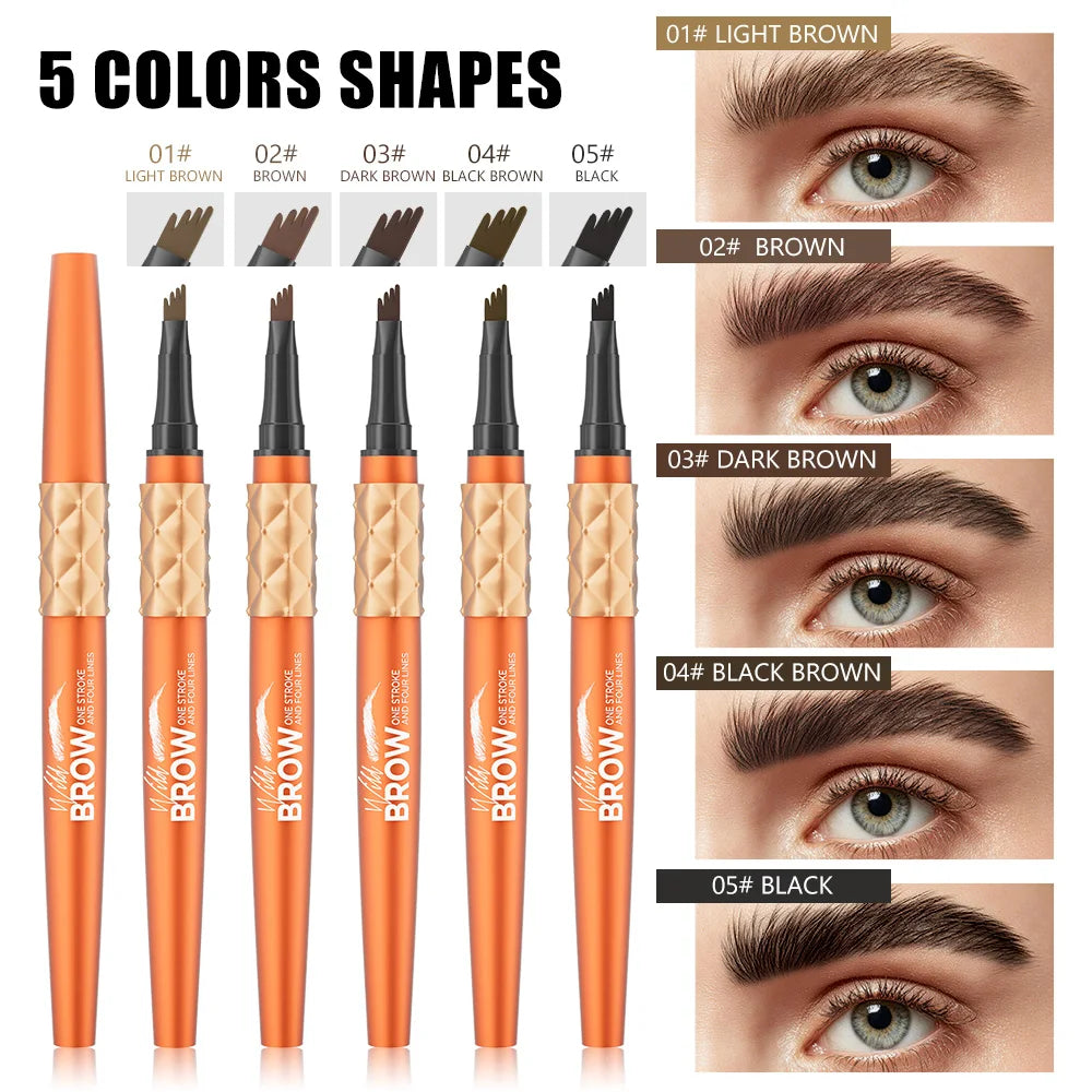 1PC 4 Split Head Eyebrow Tattoo Pen Waterproof Sweatproof Long Lasting Liquid Eyebrow Pen Natural Wild Brow Makeup Qme