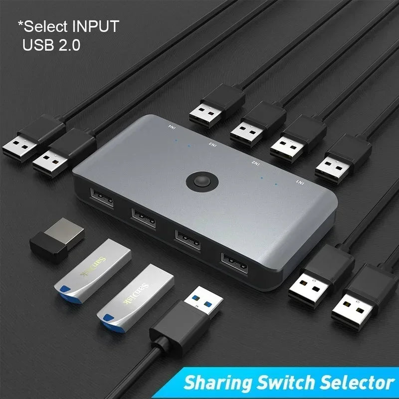 USB 3.0/USB 2.0 KVM Switch Selector, 4 Computers Share 4 USB Devices USB 3.0 Peripheral Switch Box Qme