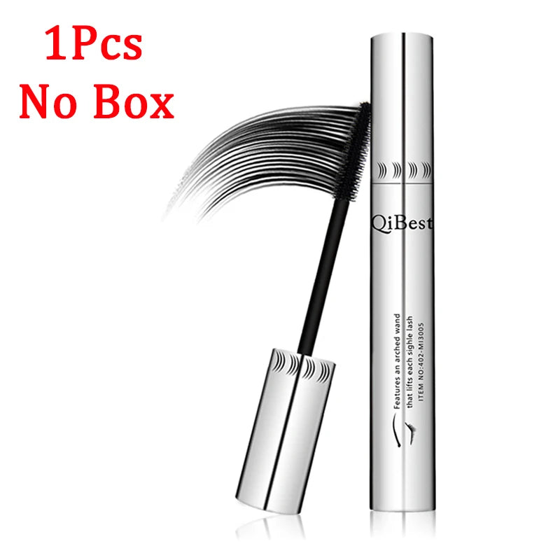 QIBEST New Silk Fiber Black Mascara Waterproof Long Lasting Extension Eyelashes Lengthening Curling Mascara Black Eyelash Makeup Qme Mascara1(no box China Mainland