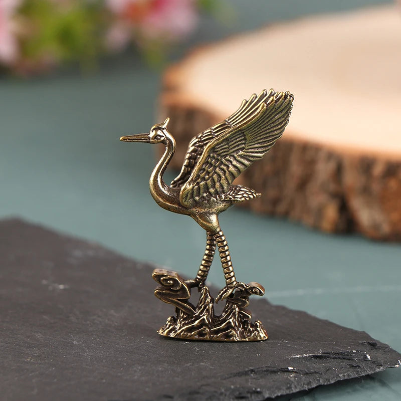 Living Room Decorations Crafts Accessories Brass Crane Figurines Qme