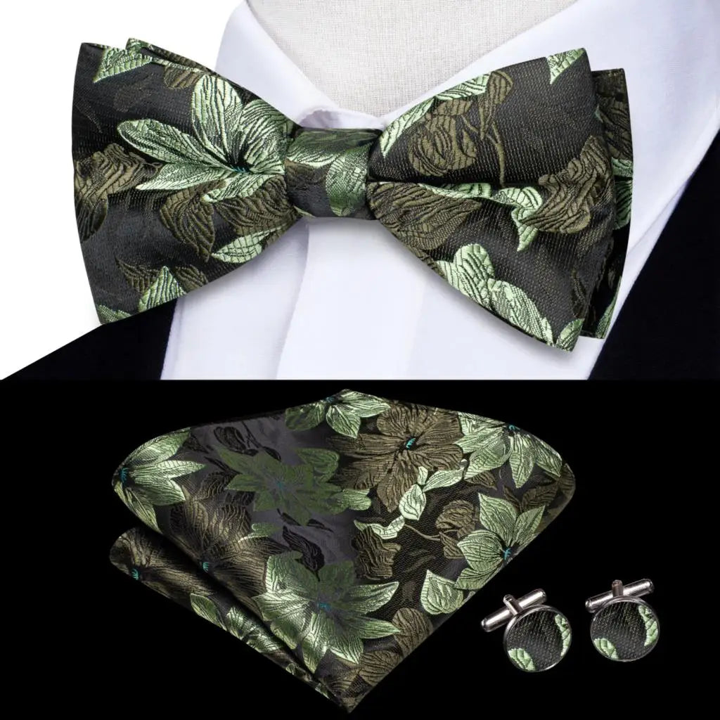 Sage Mint Grass Teal Green Mens Bow Tie Hankerchief Cufflinks Qme LDLH2524