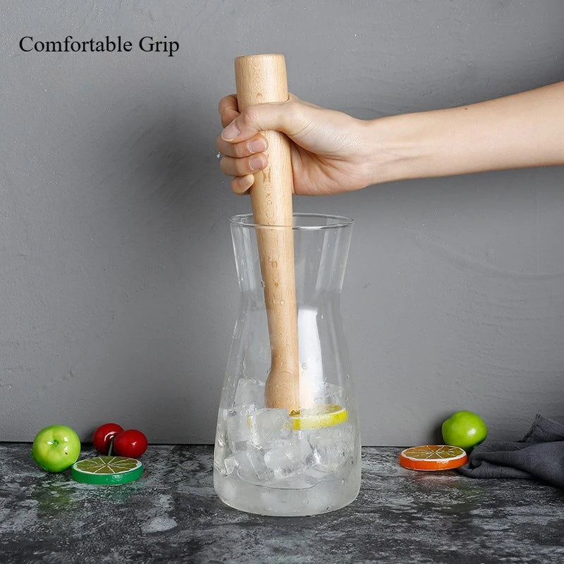 2-Pc Beechwood Muddler Cocktail Muddler Wooden Muddler for Drinks Ice Muddler for Cocktail Milk Tea Mixing Stirring Crushing Ice Qme