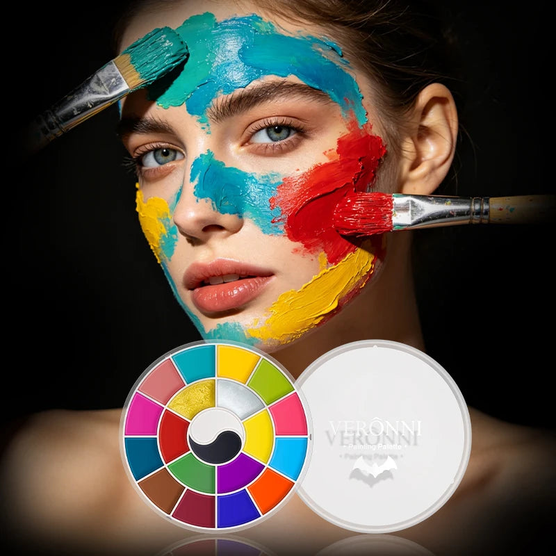 18 Colors Water Based Face Body Paint Palette Safe Non-toxic Washable Qme