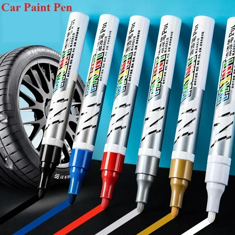 Car paint scratches repair brush pen waterproof water paint marker pen car tire tread care automotive black white red silver Qme