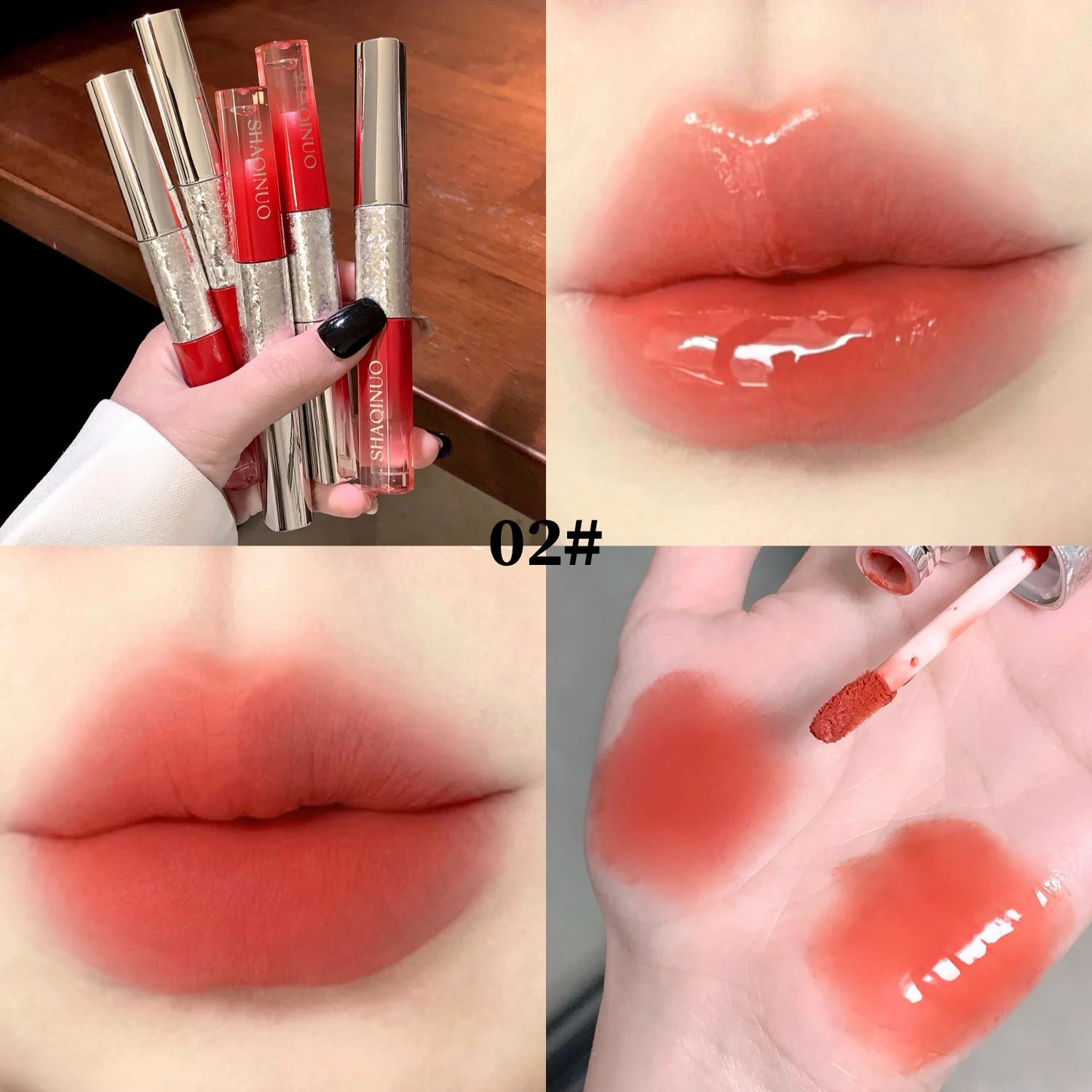 SHAQINUO Colorful Double-head Lip Glaze Mud Two-in-one Matte Mirror Qme S992-2