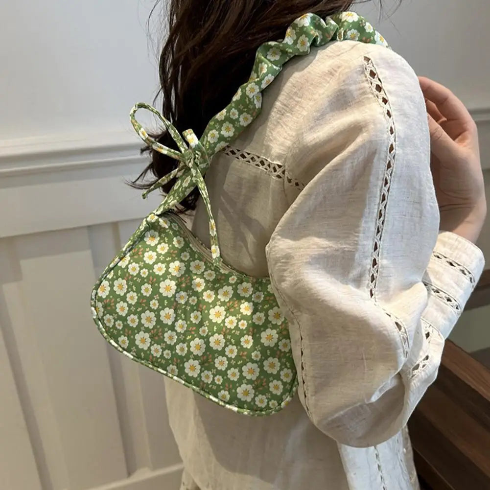 Women Small Underarm Bag Corduroy Handbag Cute Strawberry Print Little Tote Half Moon Design Mini Shoulder Bags Purse Qme