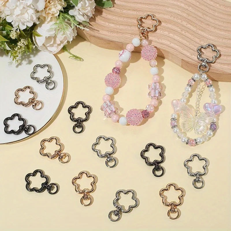 Flower Keychain Clasp Swivel Snap Key Chain Bulk Gold Silver Metal Cute Blossom Spring Snap Lobster Claw Hook For Keyring Craft Qme
