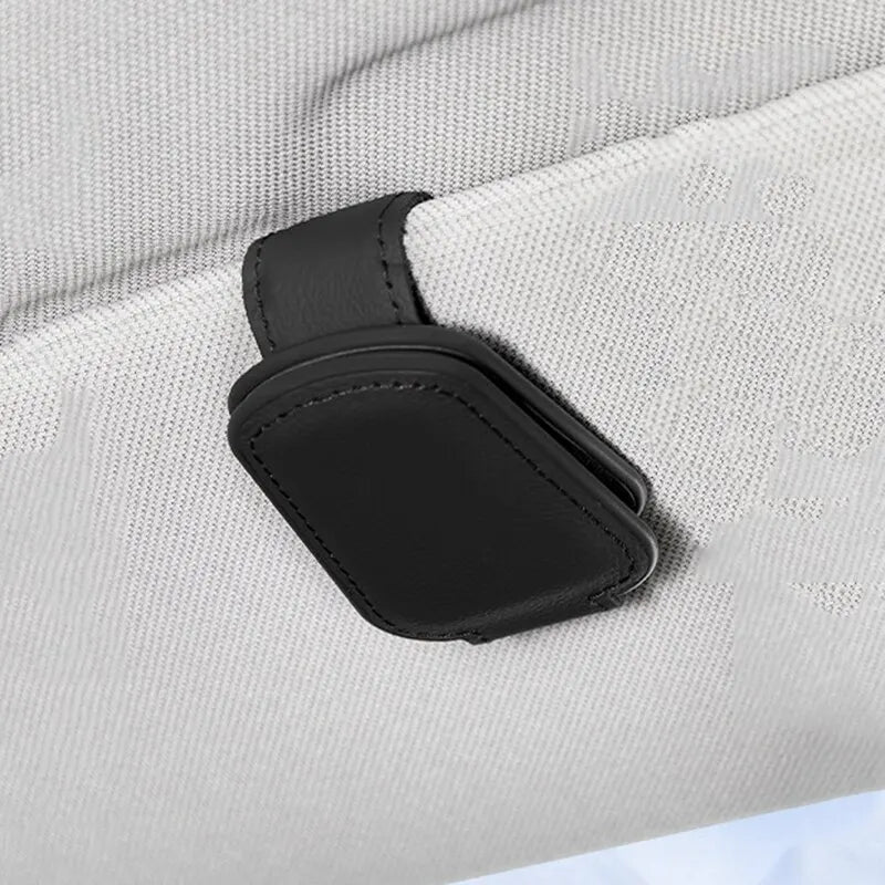 Black PU Leather Car Sunglasses Clip Sun Visor Card Creative Multifunctional Magnetic Suction Stable Convenient Storage Clips Qme