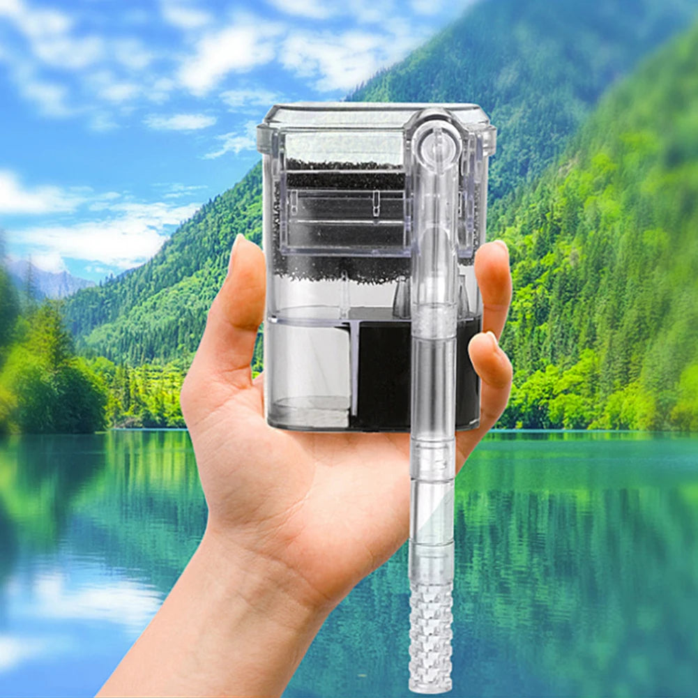 Fish Tank Suspended Filter Water Purifier Adjustable Water Flow Hang Up Filter Water Pump USB Plug In Fish Tank Accessories Qme