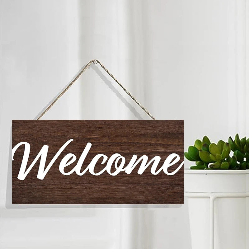 Rustic Simplicity Welcome Wall Hanging Decor Wood Art Plaques Sign Door Sign for Home Living Room Decor Qme