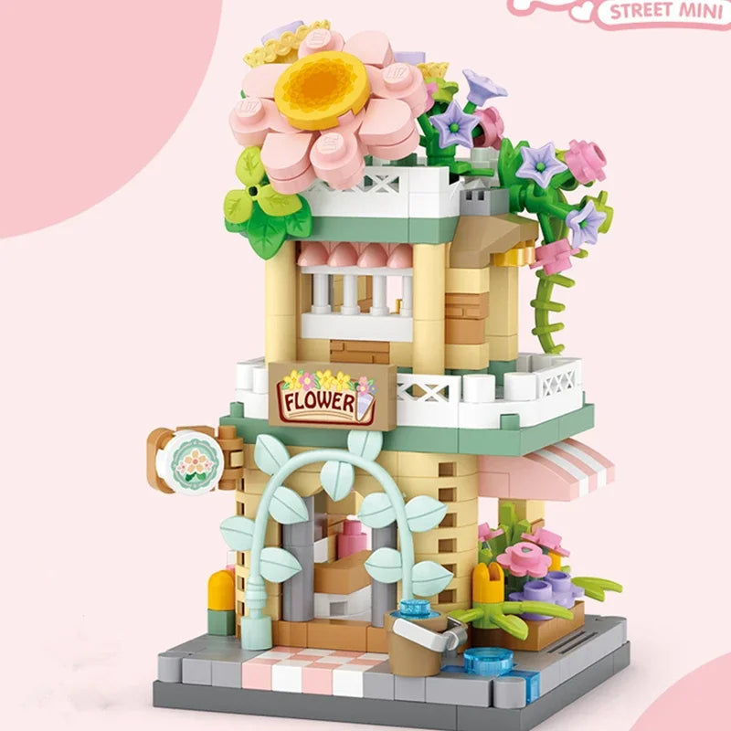 Restaurant Dessert Coffee Pet Fruit Store Street View Food House Building Blocks Kit Girls Bricks Model Kids Boy Toy Child Gifts Qme Opp bag 1
