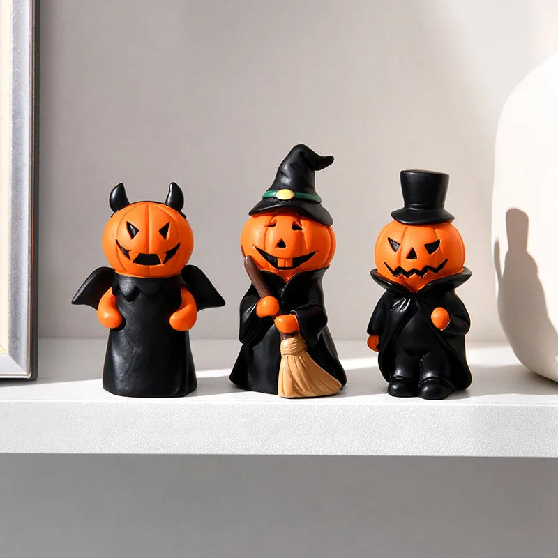 Halloween Resin Ornaments Pumpkin Ghost Witch Dolls Desktop Decor Qme