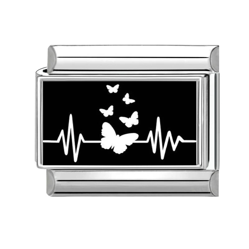 2026 New Wholesale Cute LOVE Black Series Charm Bracelet Fit 9mm Bracelet Stainless Steel Italian Links Making DIY Jewelry Gifts Qme Style 30