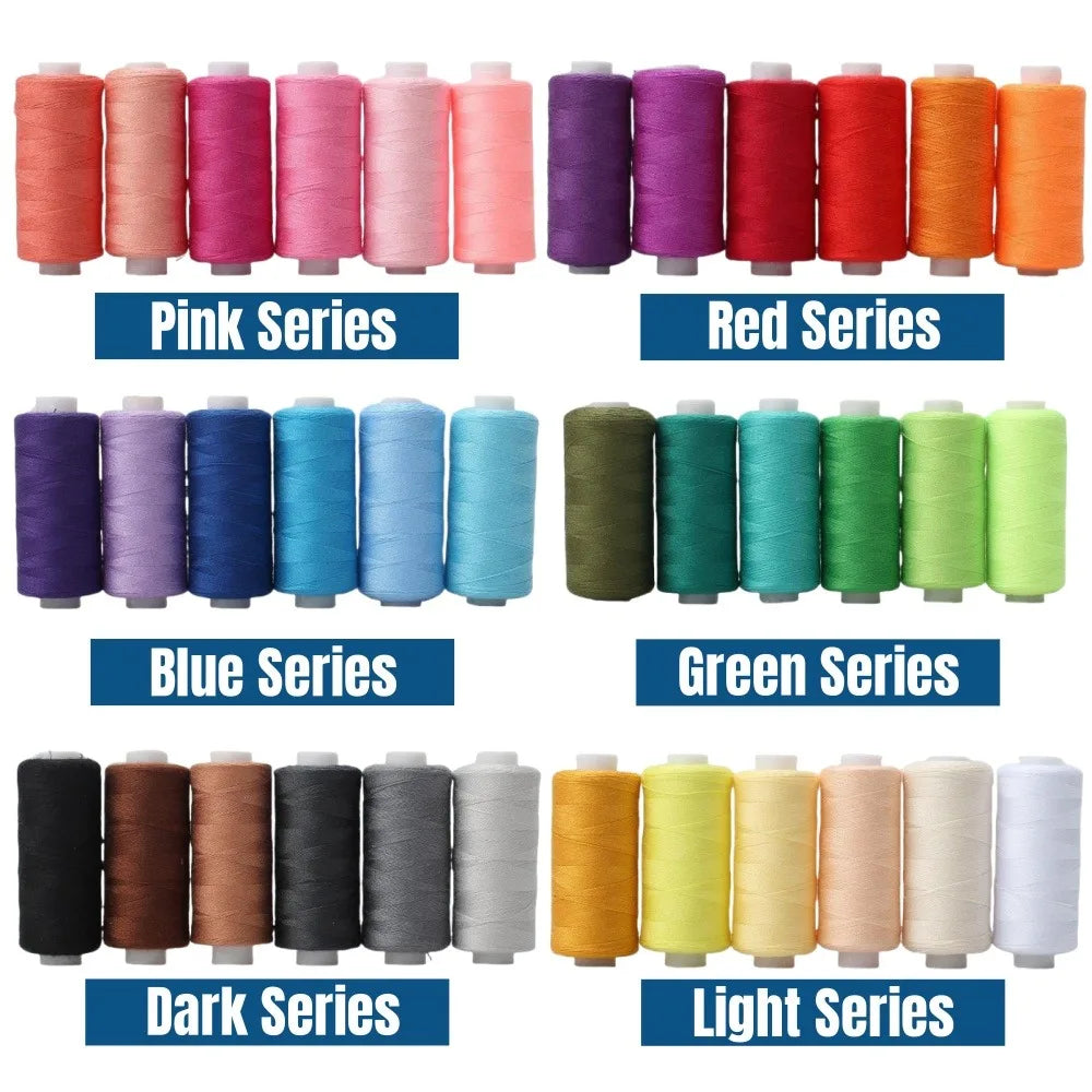 6 Rolls Polyester Sewing Thread Set Assorted Colors Polyester Sewing Machine Thread for Home DIY Manual and Mechanical Sewing Qme