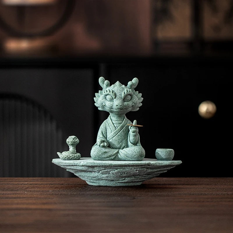 Alabaster Dragon-snake Tea Pet Incense Base Unique Feng Shui Decor Qme