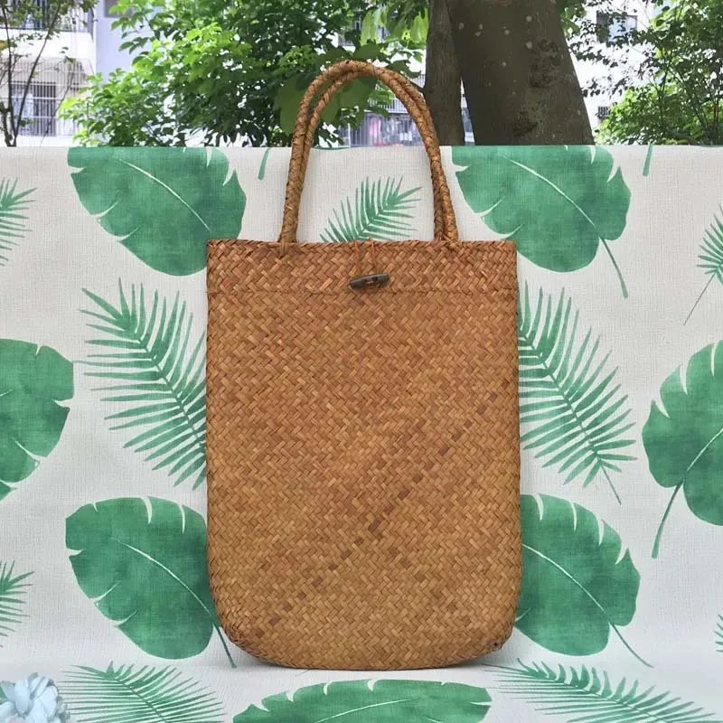 Grass Woven Fashionable Single Shoulder Handbag Home Foyer Desktop Qme A