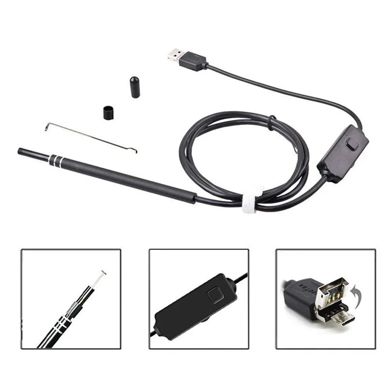 Two-in-one Ear Endoscope 5.5mm High-definition Ear Canal Endoscope Otoscope Visual Ear Pick Endoscope Qme