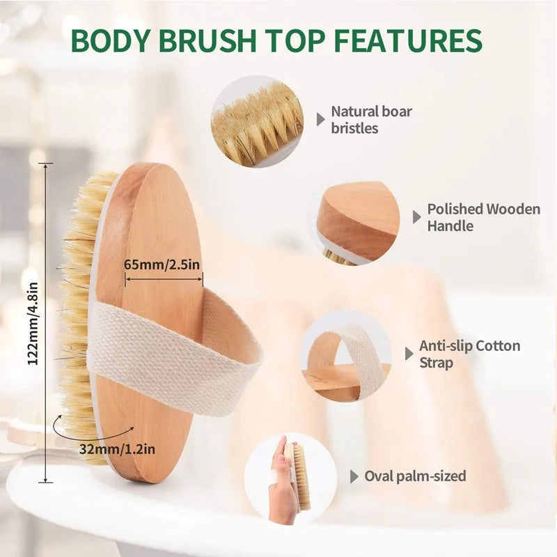Body Brush Dry Wet Brushing 2 Sided Foot File Scrubber Exfoliating Qme