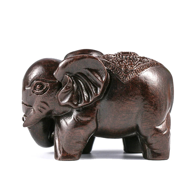 Luxury Elephant Figurine Wooden Ornaments Crafts Retro Home Feng Shui Qme