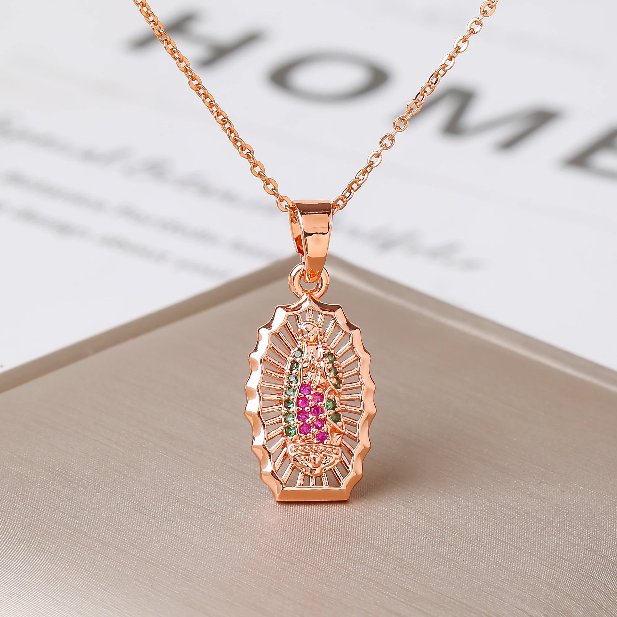 New Fashion Round Rotating St. Benedict Zirconia Pendant Necklace—Lucky for Women's Party Gold/Rose Gold Jewelry Amulet Gift Qme 5