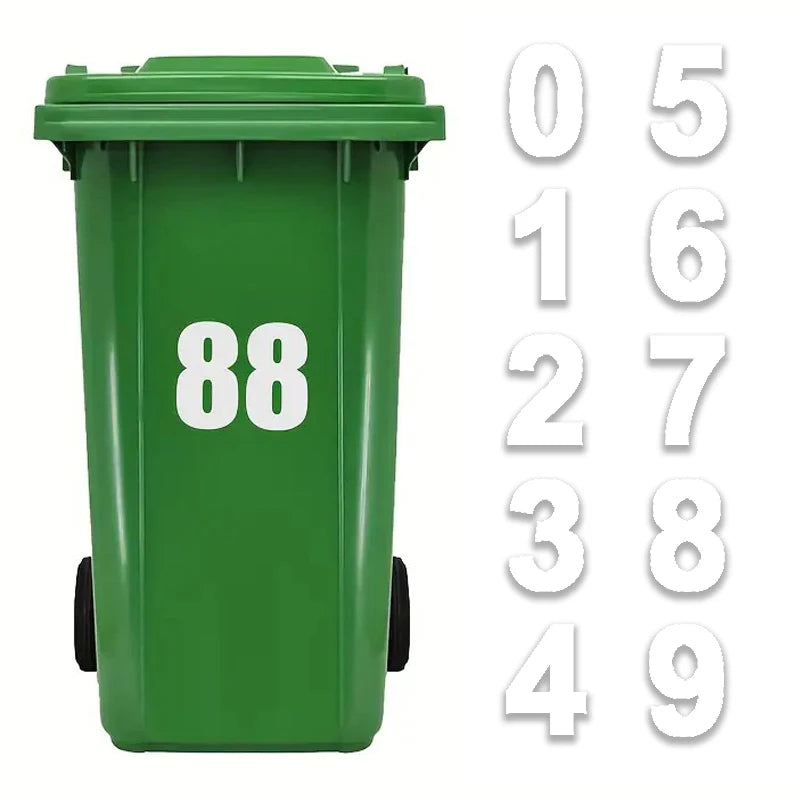 Self-adhesive Trash Can Labels Wheelie Bin Number Sticker Durable Qme