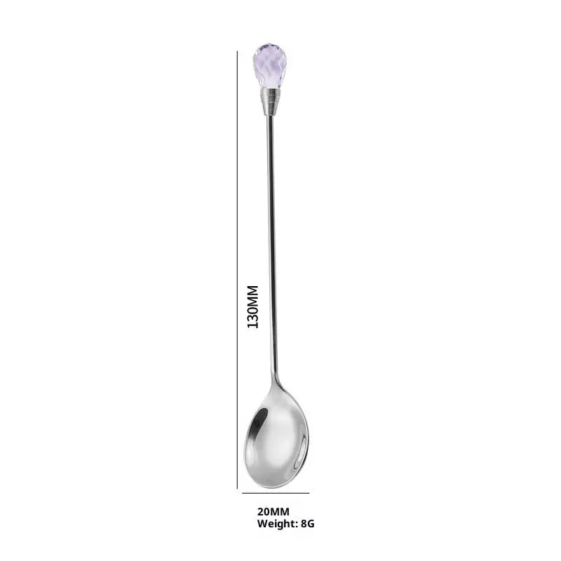 Dessert Ice Cream Coffee Cocktail Crystal Spoon Long Handle Teaspoon Qme A5
