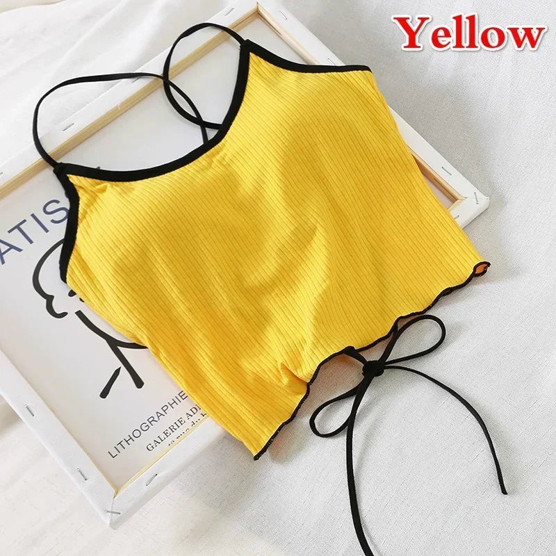 Summer Wild Solid Without Rims Gather Anti Emptied Wrapped Chest Qme One Size Yellow