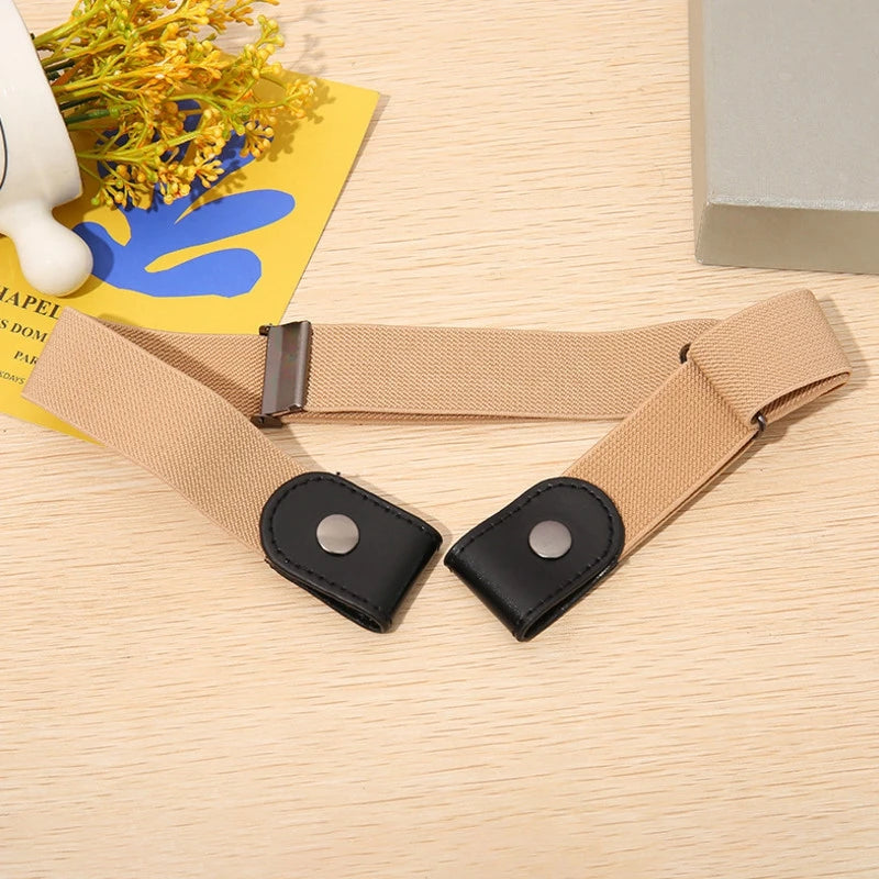 Buckle-free Belt Jean Pants Dresses Fashion No Buckle Stretch Elastic Qme Beige 60-95cm China Mainland