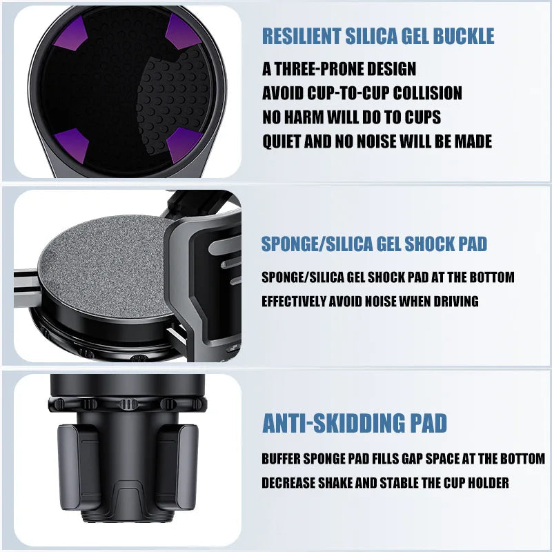 Adjustable Dual-size Car Water Bottle Holder Locking Mechanism Qme