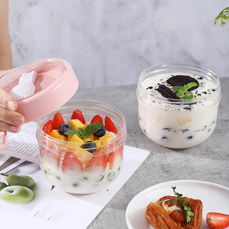 Spoon Meal Prep Containers Reusable Overnight Oats Jar Container Qme