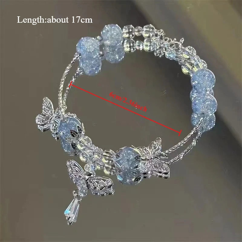 Wave Bracelet with Fairy-like Butterflies, Suitable for Women and Girls and Students Beaded Bracelet Girl Party Jewelry Gift Qme