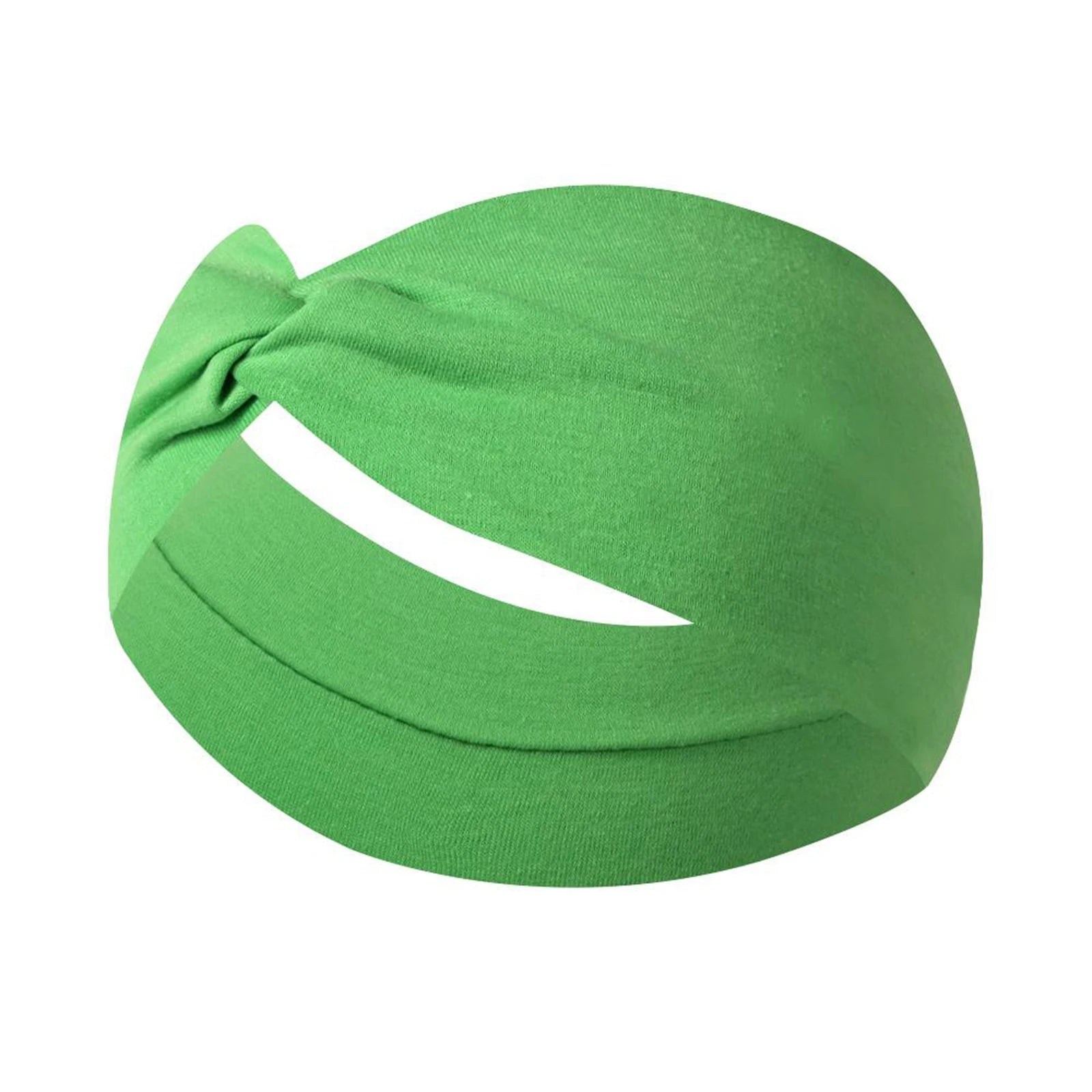 Unisex High Elastic Running Fitness Headband for Sports Yoga Solid Sweatproof Elastic Cotton Headscarf Wash Face Shower Supplies Qme Green