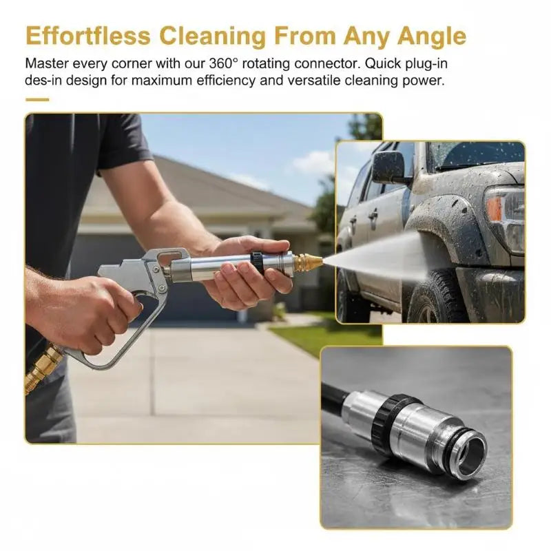 360° Rotatable Jet Nozzle - 1/4" Quick Connect Adapter, Leak-Proof Water Saving For Car Cleaning Qme