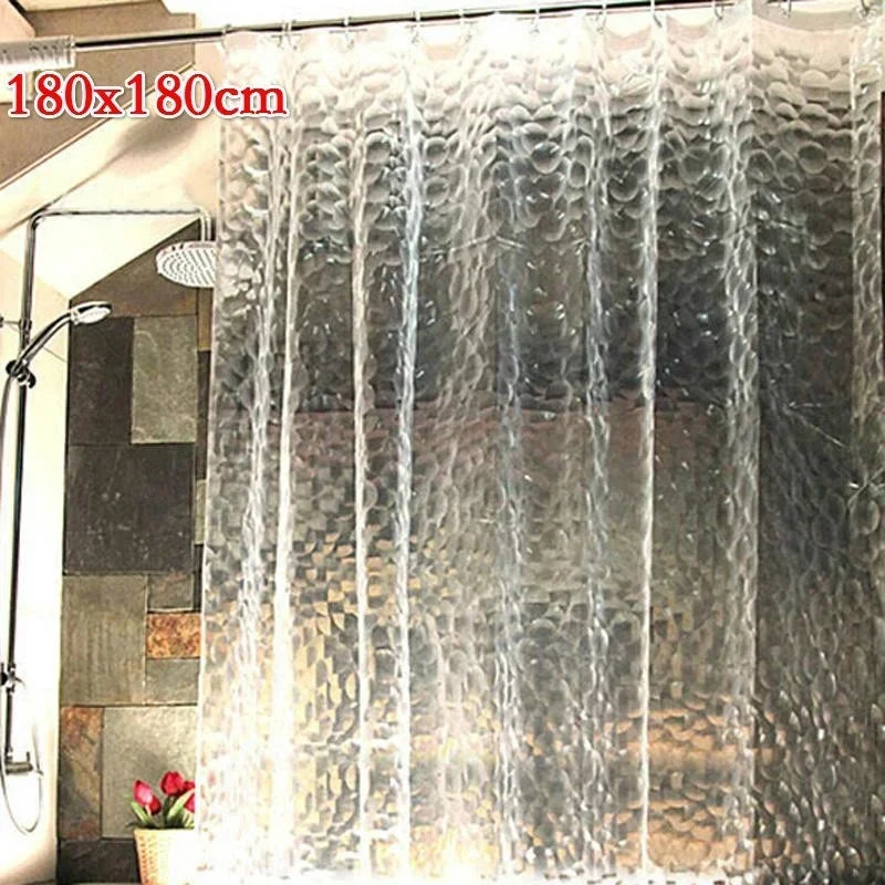 180x180cm 3D Bathroom Bath Shower Curtain Transparent Thicker Qme
