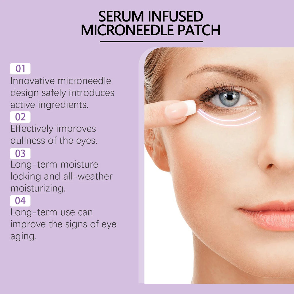 0.25mm Collagen Microneedle Eye Patch Anti-Wrinkle Soluble Micro-needle Eye Mask For Dark Eye Circle Moisturizing Under Eye Skin Qme