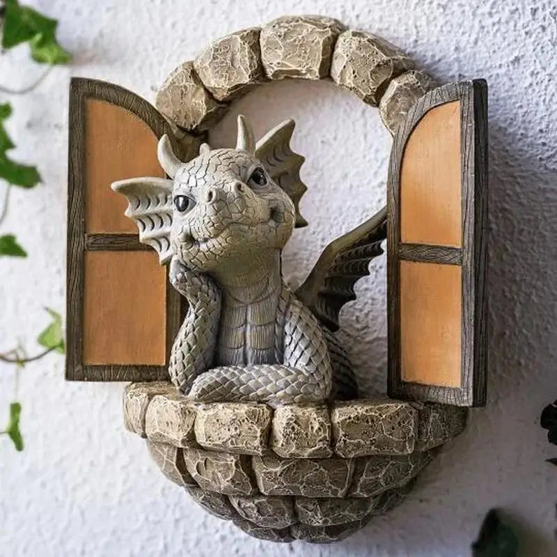 Dragon Shape Sculptures Resin Giants Lawn Sculpture Gothic Fantasy Qme A