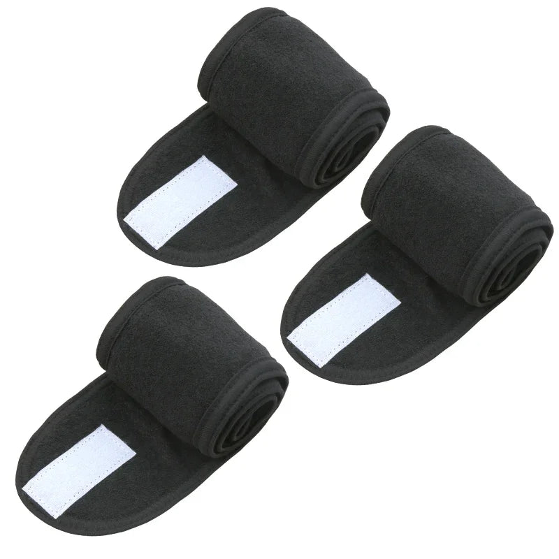 Spa Wide Hairband Adjustable Head Band Women Yoga Bath Shower Makeup Qme 3ps black