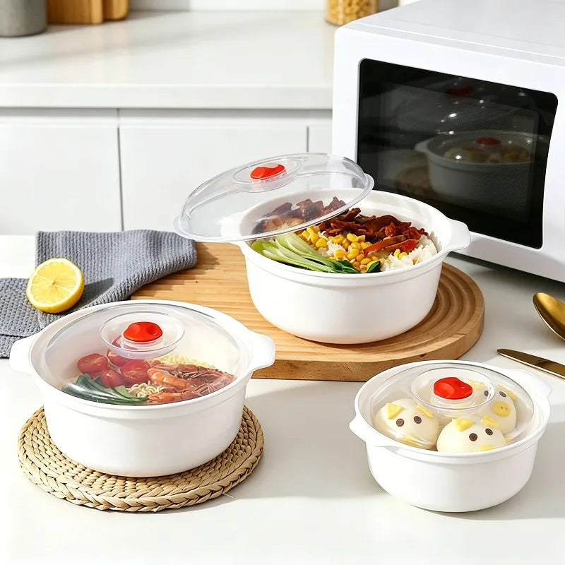 Microwave Heating Bowl Plastic Special Box Heated Fresh-keeping Lid Environmentally Friendly Food-grade Kitchen Tools Qme