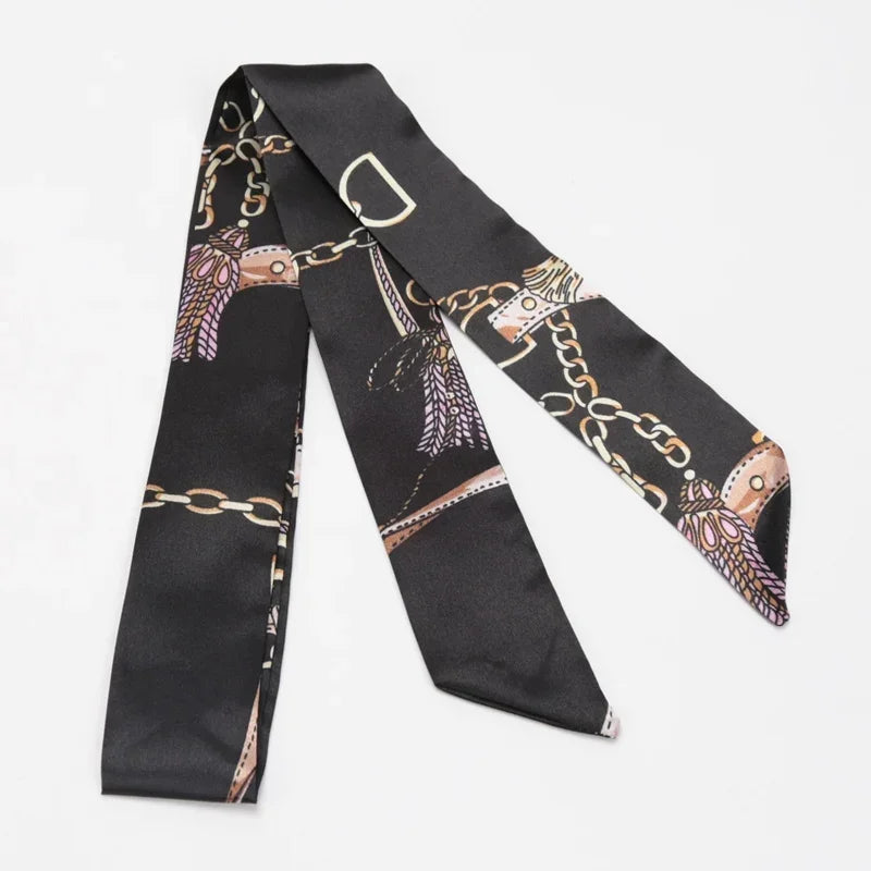 Skinny Scarf Hair Small Women Simple Handle Ribbon Fashion Printing