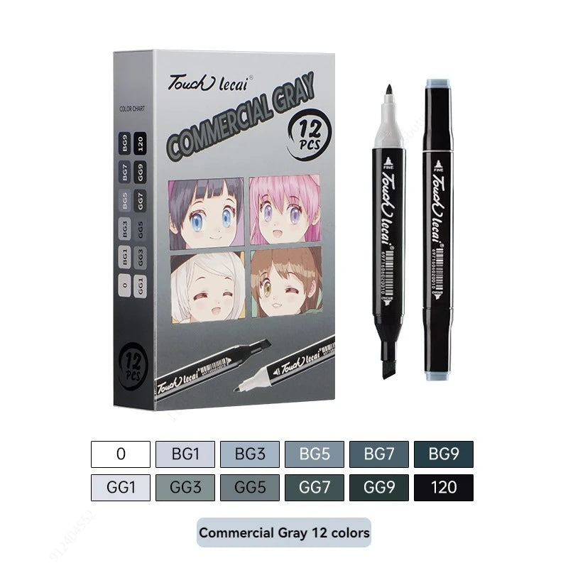 Alcohol Markers, Dual Brush Tip Permanent Art Markers, Coloring Marker, for Book Painting Card Making, Christmas gift Qme commerclal gray