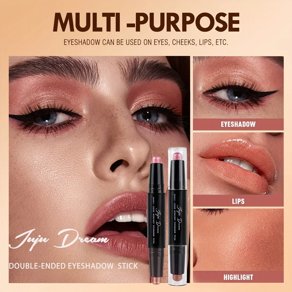 Double-headed Eyeshadow Stick Glitter Matte Long-lasting Waterproof Qme
