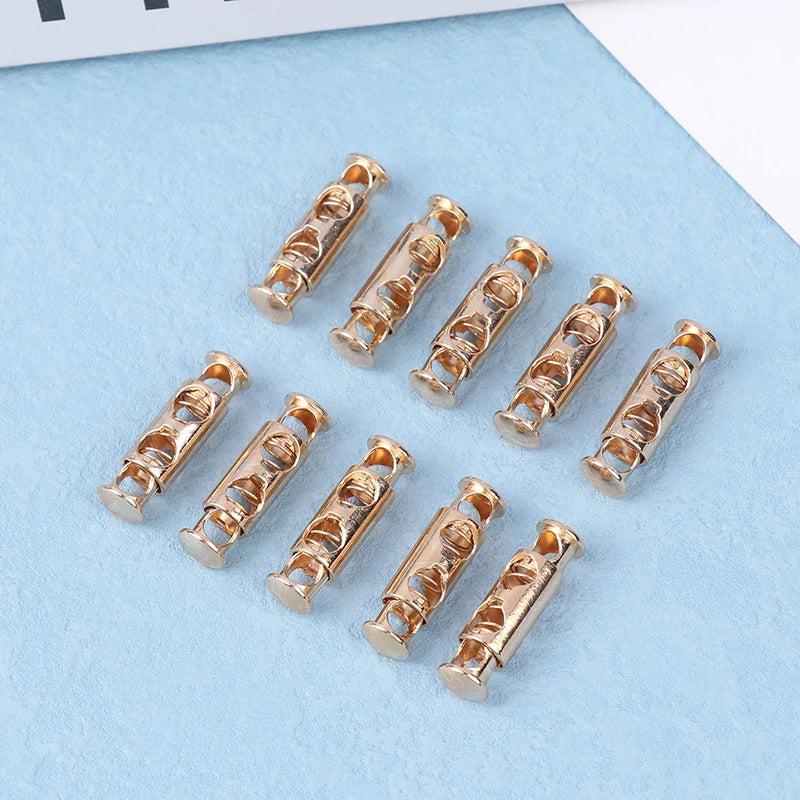 10Pcs Metal Double Hole Head Spring Buckle Cord Lock Elastic Adjustment Buckles Tightening Fasteners Locks Sewing Tools Qme