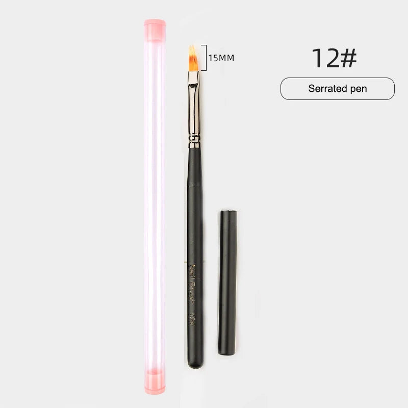 Wooden Handle Nail Drawing Brushes Manicure Lines Painting Gradient Qme A12